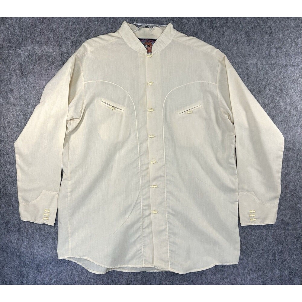 Vintage Red Rider Western Shirt Size XL Retro Rodeo Cowboy Long Sleeve Ivory